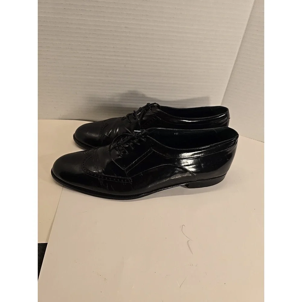 Emanuel Paolo Men's Made In Italy Black Wingtip Lace Up Dress Shoes Sz‎ 10 D